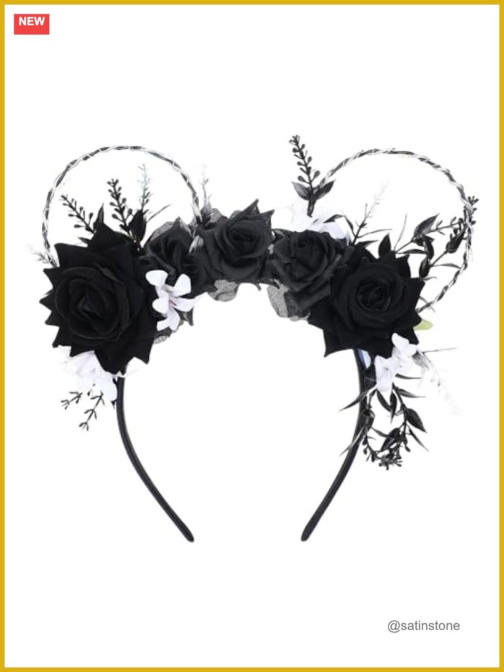 Handmade Mouse Ears Headband with Flowers Hair Accessory